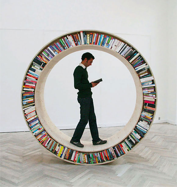 Circular Walking Bookshelf  by David Garcia