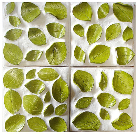 Nature Inspired Ceramic Tile - Leaves Pattern Tiles in 3D by Kls Design