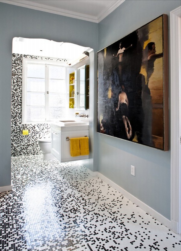 Pixilated Bathroom Design Made with Mosaic Bathroom Tiles