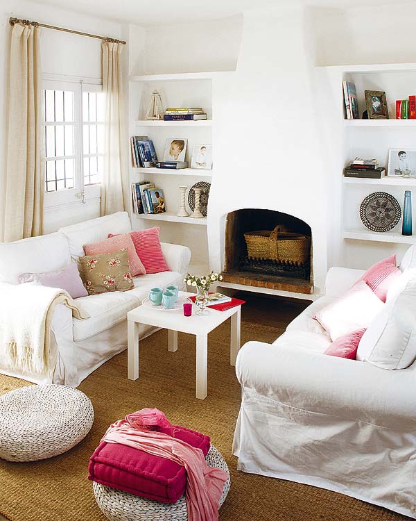 Serene Summer House in White, Pink and Blue