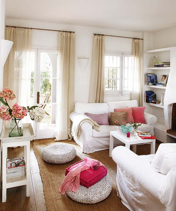 Serene Summer House in White, Pink and Blue
